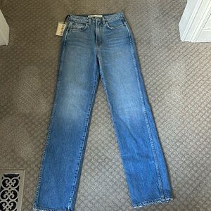 GRLFRND super high rise slim straight jeans